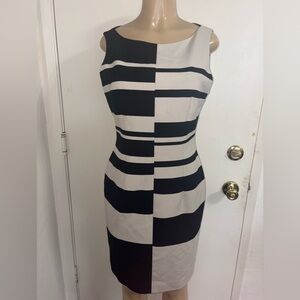 Karen Millen Black And White Sleeveless Pencil Dress Size 10 New